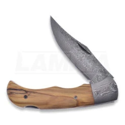 Hen & Rooster Damascus Olive Wood Folding Knife